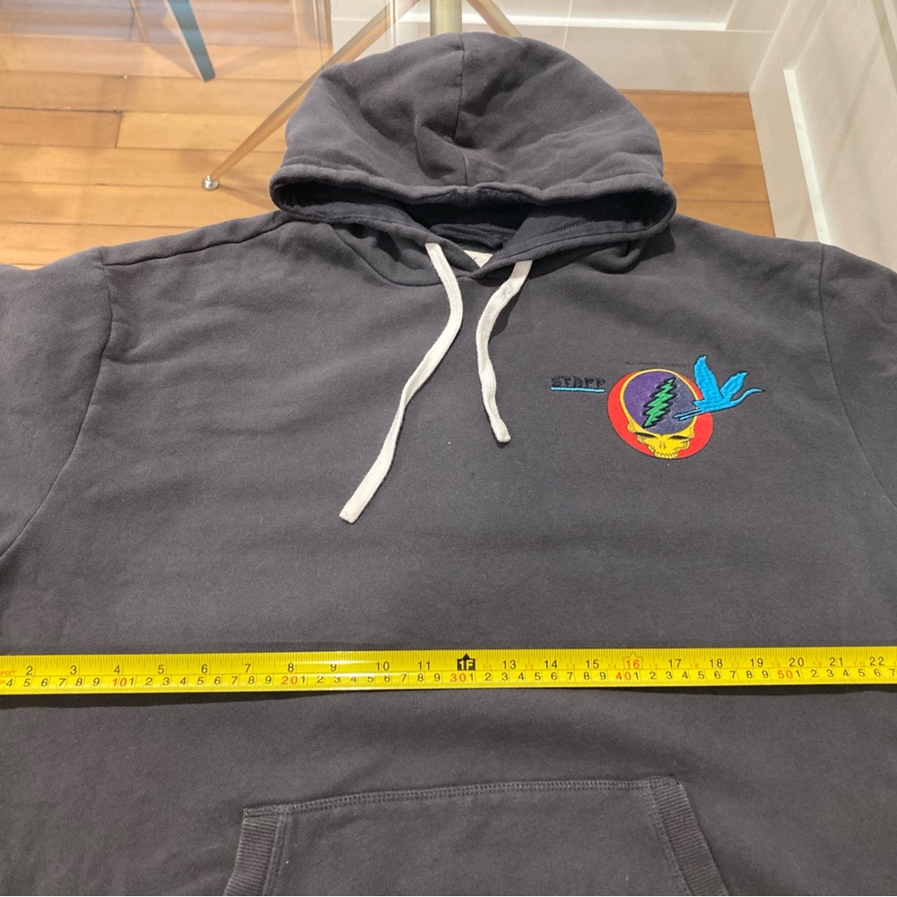 Grateful Dead Marine Layer Double Sided Embr Hoodie with Drawstrings RIP Weir - Picture 2 of 4